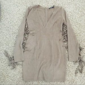 CLEAR OUT SALE Rehab Tan Suede Fringe Dress XL